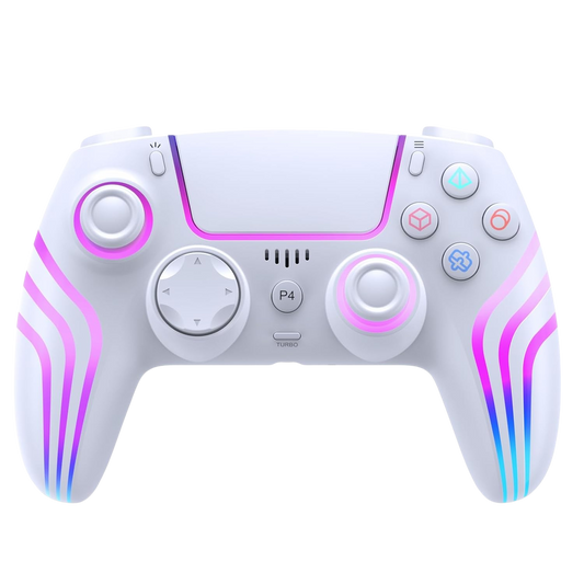 Wireless White Controller for PS4 with LED Lighting