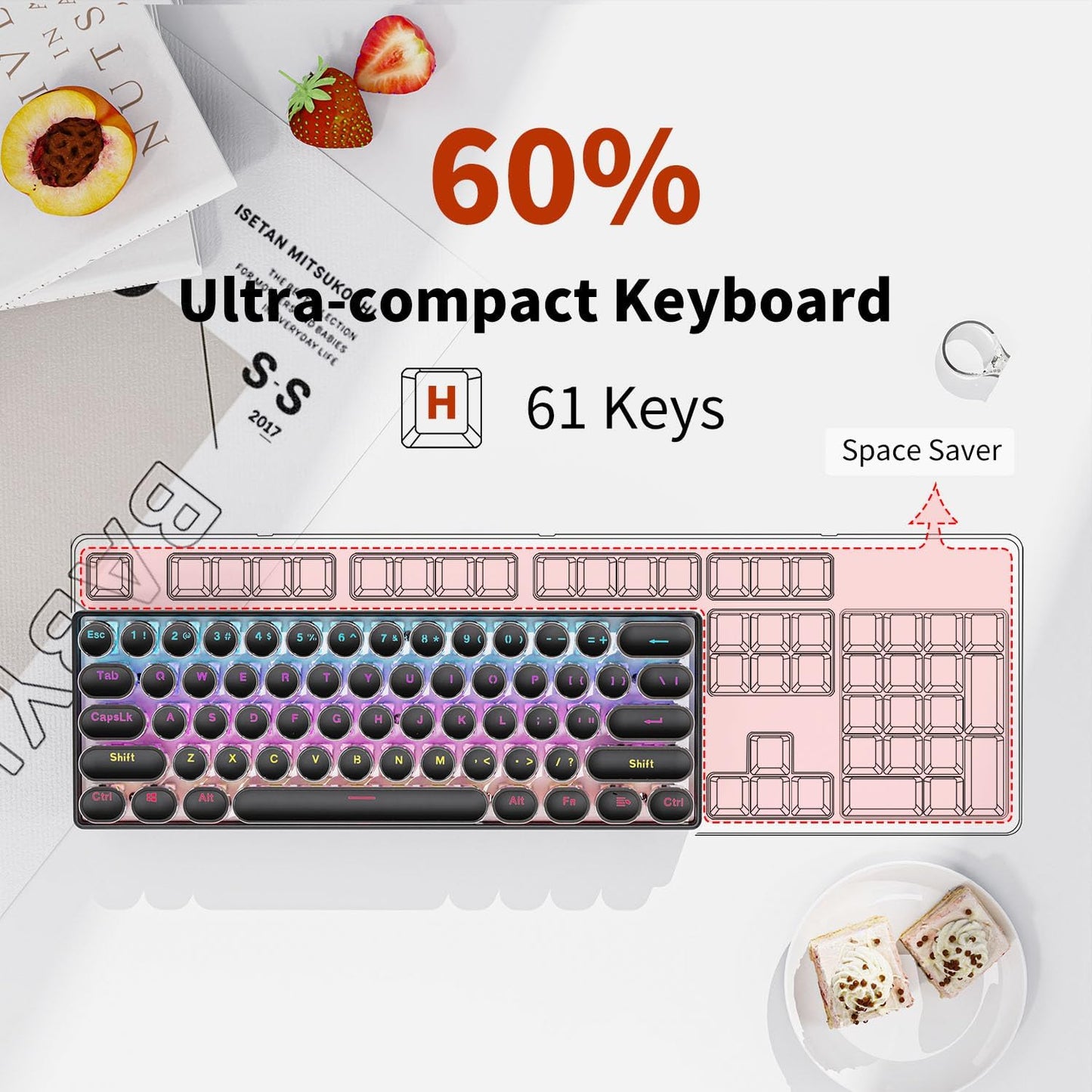 Wireless Mechanical Typewriter Keyboard 60%