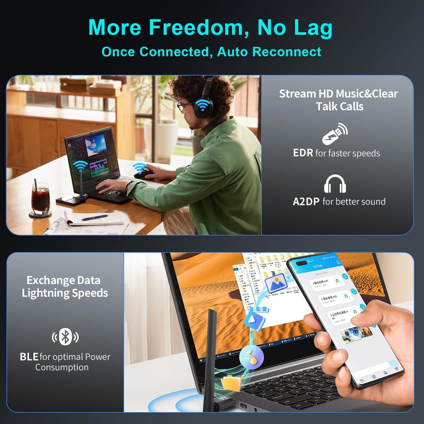 Long Range USB Bluetooth Adapter for PC (ONLY Compatible with Windows 11/10/8.1/7)