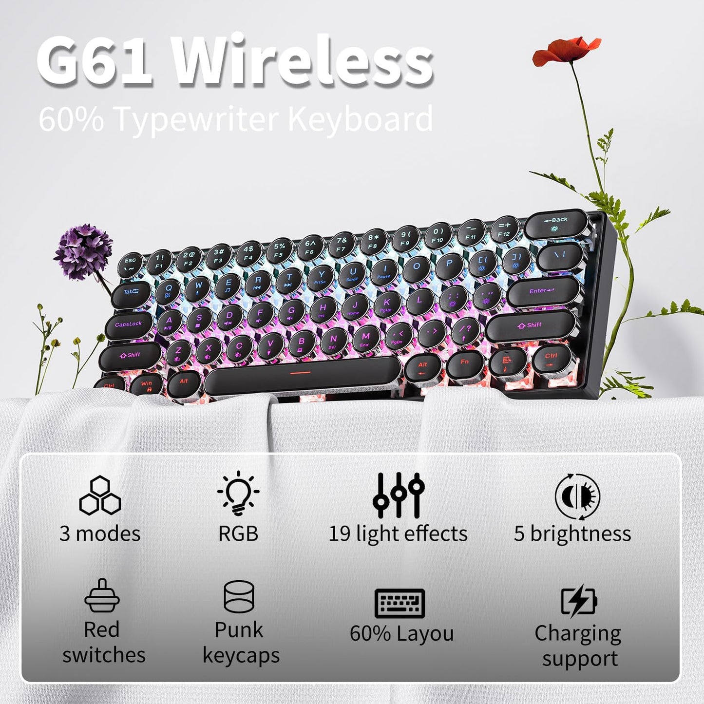 Wireless Mechanical Typewriter Keyboard 60%