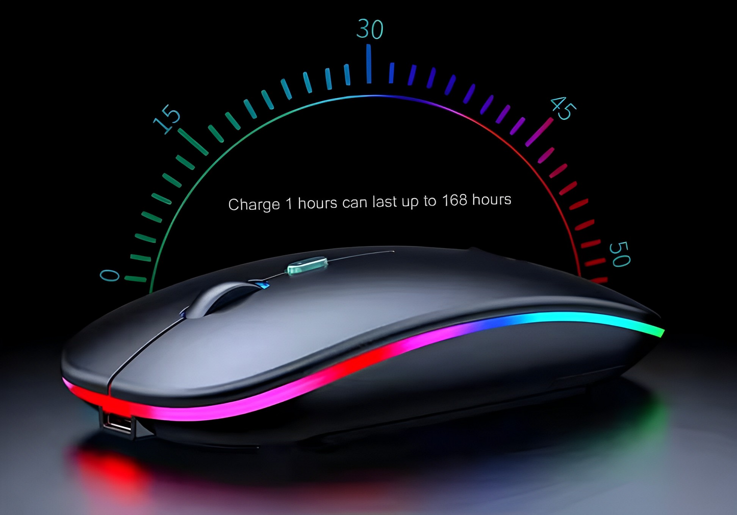 Wireless Red Green and Blue Lit Mouse