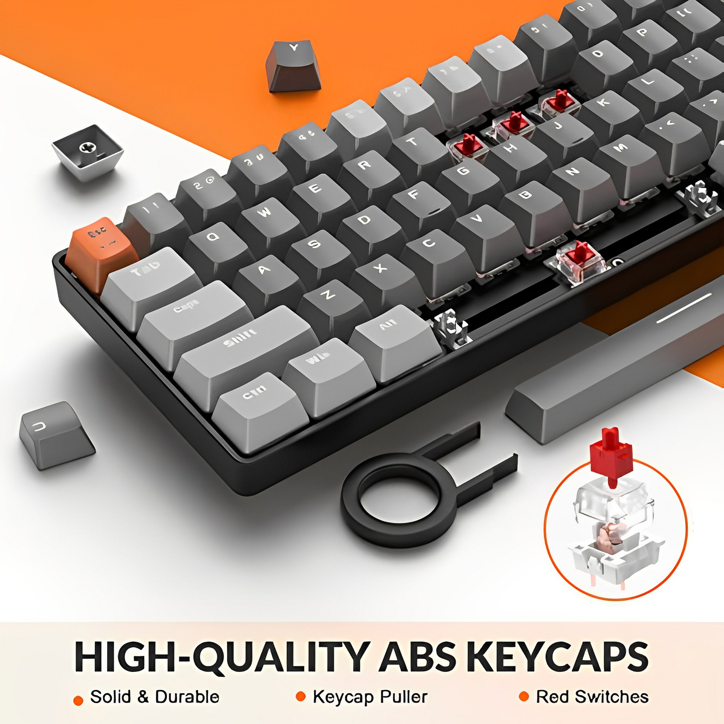 Wireless Mechanical Keyboard Bluetooth Hot Swappable Gaming Keyboard (stock Red Switches)